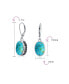 ფოტო #4 პროდუქტის Western Style 3.2CT Stabilized Turquoise Dome Oval Bezel Set Lever Back Dangle Earrings For Women .925 Sterling Silver