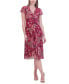 ფოტო #2 პროდუქტის Women's Printed V-Neck Ruched Midi Dress