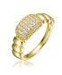 Фото #1 товара Sterling Silver 14k Yellow Gold Plated with Cubic Zirconia Pave Scalloped Ring