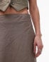 Topshop tiered Disjointed Midi Skirt in Taupe