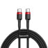 Фото #1 товара Wytrzymały elastyczny kabel przewód USB-C PD PD 2.0 60W 20V 3A QC3.0 1M czarny-czerwony