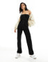 Фото #2 товара In The Style bandeau denim jumpsuit in black