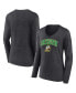 Фото #1 товара Women's Heather Charcoal Oregon Ducks Evergreen Campus Long Sleeve V-Neck T-shirt