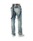 Фото #2 товара Men's Slim Straight Premium Jeans Distressed Acid Washed with Suspenders