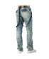 Men's Slim Straight Premium Jeans Distressed Acid Washed with Suspenders