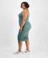 Фото #3 товара Trendy Plus Size Ribbed Side-Ruched Racerback Bodycon Dress