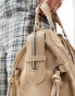 Bershka faux suede bowling bag in sand