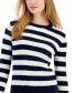 ფოტო #3 პროდუქტის Women's Cotton Striped Cable-Knit Sweater