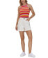 Women's Striped Crochet Halter Tank