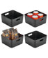 Фото #1 товара Medium Metal Kitchen Storage Container Bin with Handles, 4 Pack, Black