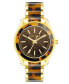 ფოტო #1 პროდუქტის Women's Quartz Gold-Tone Alloy and Tortoise Acetate Watch, 37.5mm