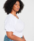 Фото #2 товара Trendy Plus Size Scoop-Neck Puff-Sleeve Top, Created for Macy's