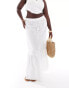 Vero Moda Curve boho maxi skirt in white