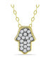 Cubic Zirconia with Black Rhodium Hamsa Necklace, 18K Gold over Silver