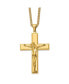 ფოტო #1 პროდუქტის Polished Yellow IP-plated Crucifix Pendant Curb Chain Necklace