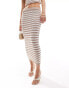 Фото #2 товара Style Cheat crochet midi skirt in oatmeal stripe co-ord