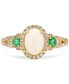 ფოტო #1 პროდუქტის Opal (1 ct. t.w.), Emerald (1/5 ct. t.w.) & Diamond (1/4 ct. t.w.) Oval Halo Ring in 10k Gold