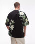 Topman premium extreme oversized fit t-shirt with all over floral print in black