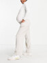 Фото #4 товара ASOS DESIGN Maternity wide leg trouser with linen in oatmeal