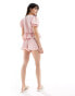 Miss Selfridge gingham frill short co-ord in pink gingham