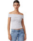 Фото #1 товара Women’s Staple Rib Off The Shoulder Short Sleeve Top