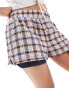 Bershka boxy shorts in blue check