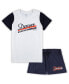 Women's White, Navy Denver Broncos Plus Size Downfield T-shirt and Shorts Sleep Set