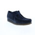 Фото #3 товара Clarks Wallabee 26168854 Mens Blue Suede Oxfords & Lace Ups Casual Shoes