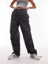 Topshop super oversized cotton parachute cargo pants in charcoal