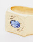 Topshop blue stone etched signet ring in gold