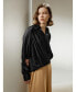 ფოტო #2 პროდუქტის Hem Pleated Silk Blouse for Women