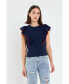 Women's Contrast Merrow Detail Ruffled Knit Top