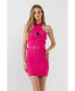 ფოტო #3 პროდუქტის Women's Crossed Halter Neck Cut Out Knit Mini Dress