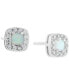 Simulated Opal (1/5 ct. t.w.) & Cubic Zirconia Square Halo Stud Earrings in Sterling Silver, Created for Macy's