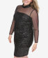 Фото #3 товара Plus Size Illusion-Sleeve Sequin Cocktail Dress