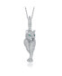 ფოტო #1 პროდუქტის Sterling Silver Rhodium Plated Emerald Cubic Zirconia "Cheetah" Spring Ring Pendant