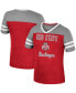 ფოტო #1 პროდუქტის Big Girls Scarlet, Heather Gray Ohio State Buckeyes Summer Striped V-Neck T-shirt