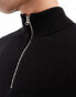 ONLY & SONS ribbed half zip jumper in black