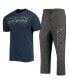 ფოტო #2 პროდუქტის Men's Heathered Charcoal and Navy Montana State Bobcats Meter T-shirt and Pants Sleep Set