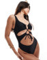 Фото #1 товара South Beach essentials cut out front tie swimsuit in black