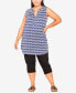 Фото #4 товара Plus Size Smock Henley Print Tunic Top