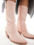 Фото #7 товара Glamorous Wide Fit western knee boots in pink micro