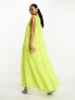 ASOS DESIGN sleeveless chiffon oversized smock dress with high godet detail in lime