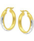 ფოტო #1 პროდუქტის Two-Tone Textured Small Hoop Earrings in Sterling Silver & 18k Gold-Plate, 20mm, Created for Macy's