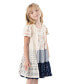 Фото #3 товара Toddler & Little Girls Floral-Print Colorblocked Dress & Crochet Vest, 2 Piece Set