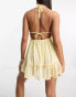 Фото #4 товара Miss Selfridge beach lace insert waist dobby contrast frill hem in yellow