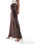 Style Cheat satin maxi skirt with tie waist in brown spot