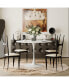 42.13" Modern Round Dining Table, Four Patchwork Tabletops With White Solid Wood