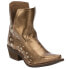 Nocona Boots Sitrine Brown Metallic Snip Toe Cowboy Booties Womens Gold Dress Bo