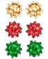 Фото #1 товара Multi-Tone 3-Pc. Set Bow Stud Earrings, Created for Macy's